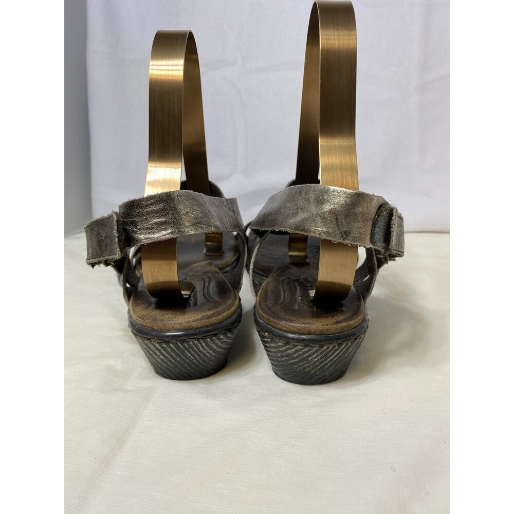 Born Sandals Womens 10 Strappy Slingback Bronze Leather Wedge Open Toe Casual - Picture 3 of 9
